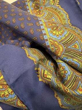 Vintage Ancient Madder Silk Paisley Scarf Hand Printed in England